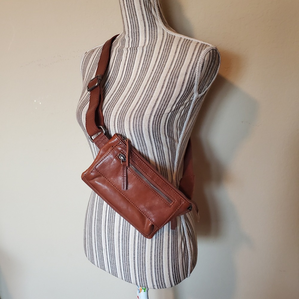 Spikes & Sparrow Cognac Brown Genuine Leather Waist Bag Belt Crossbody Pouch